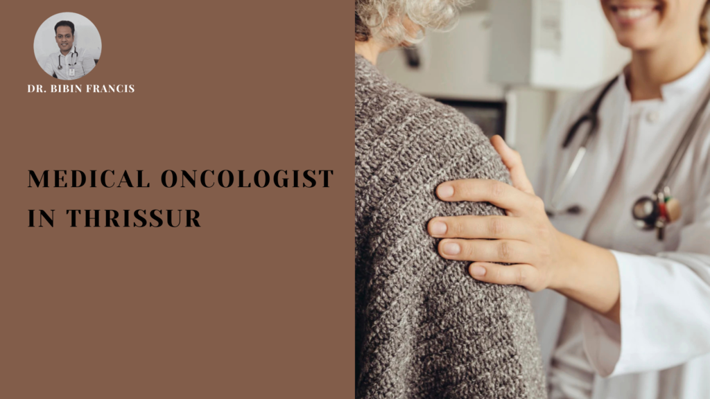 Dr. Bibin Francis consulting with a cancer patient.