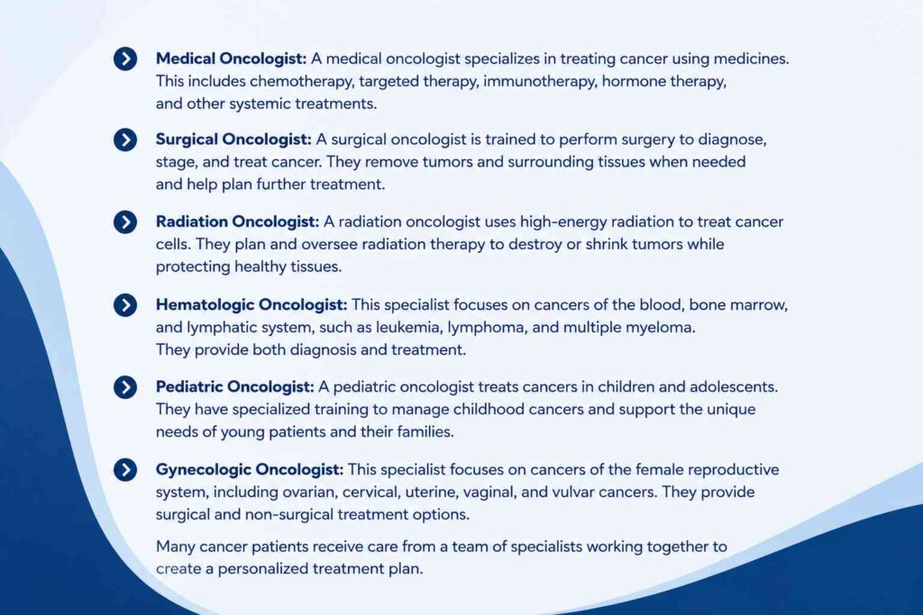 Types of cancer doctors and their oncology specialties